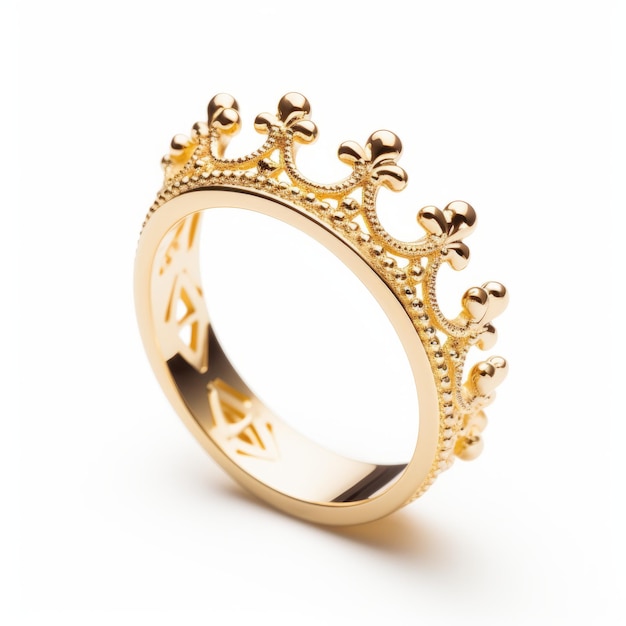 Anello della Corona d'Oro Disegno meticoloso Alti dettagli ispirati alla regalità
