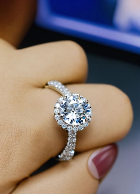 anello di diamanti di gioielli su sfondo semplice