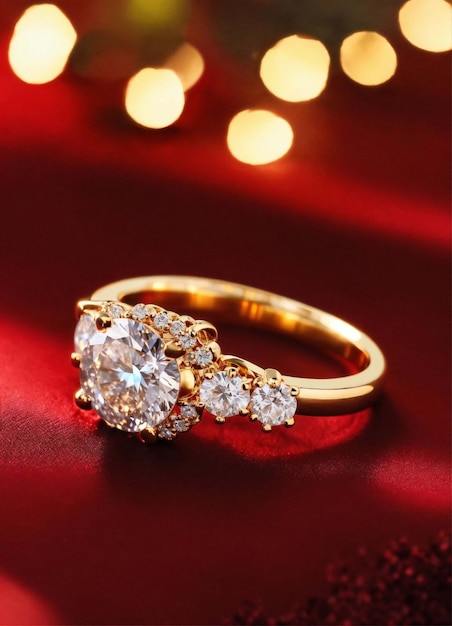 anello di diamanti di gioielli su sfondo semplice
