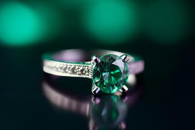 Anello di fidanzamento con diamante alla moda verde smeraldo