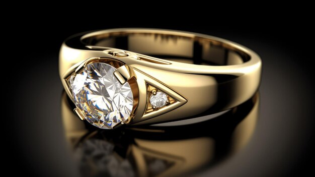Anello di fidanzamento dorato con diamante in stile 3d con tecnologia generativa AI