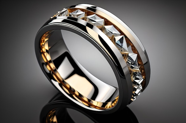 Anello di nozze con diamanti su uno sfondo di colore solido Gioielli ai generative