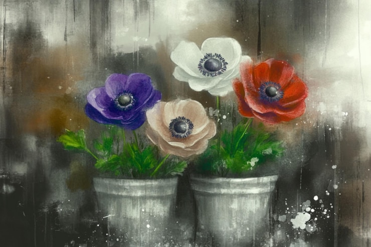 Foto anemone colorate in vaso