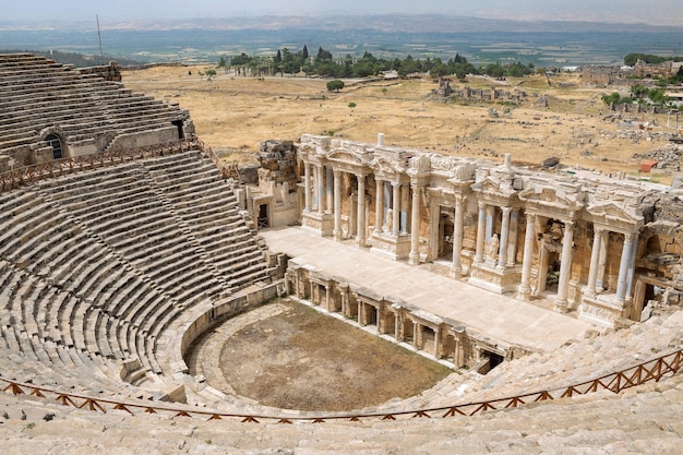 Anfiteatro di Hierapolis nella provincia di Pamukkale Denizli Vista panoramica Monumento architettonico