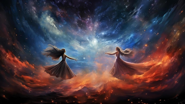 Angeli nel cielo con le stelle