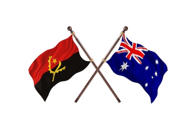 Angola contro Australia due bandiere di paesi Background
