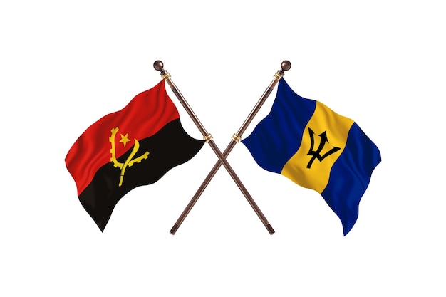 Angola contro Barbados due bandiere di paesi Background