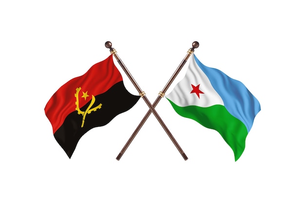 Angola contro Gibuti due bandiere di paesi Background