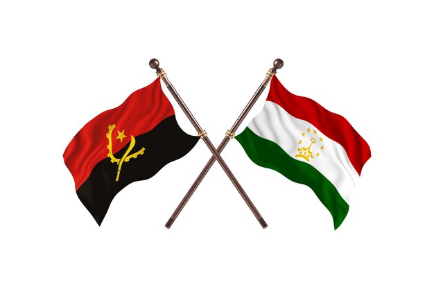 Angola contro il Tagikistan due bandiere di paesi Background