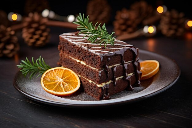 Angolo alto di torta di cioccolato dolce