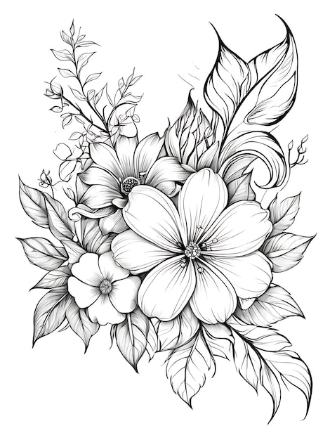 Angolo floreale Disegno a mano del confine e schizzo contorno liscio pagina da colorare ai generato