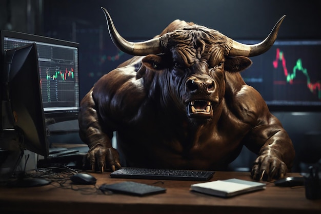 Angry Bull trading con il computer Bullist nel mercato azionario e nella valuta Crypto.