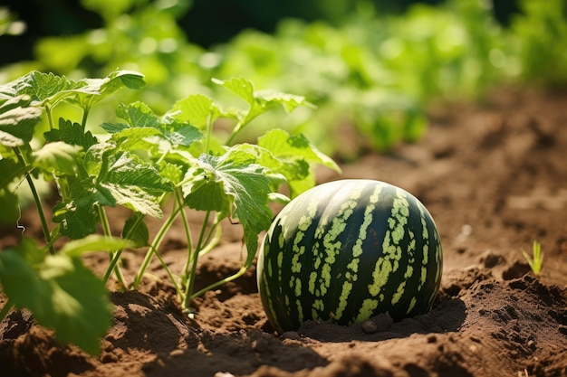 Anguria che cresce nel giardino