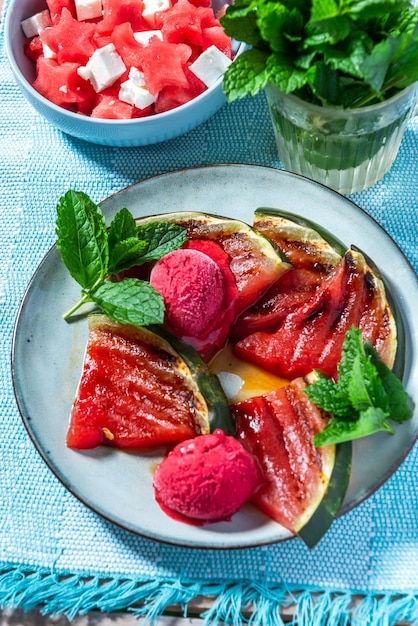 Anguria Grigliata Con Sorbetto E Menta