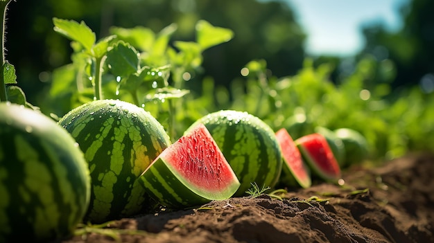 Anguria matura che cresce nel giardino