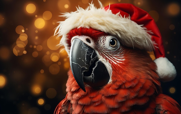 Animale carino e divertente con il costume di Babbo Natale sullo sfondo dell'animale di Natale con spazio di copia