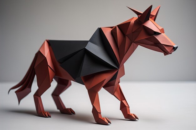 Animale di origami di carta isolato su uno sfondo a colori solidi ai generativo