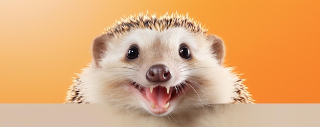 Animale divertente sorridente su sfondo pastello Copia banner spaziale Generative ai