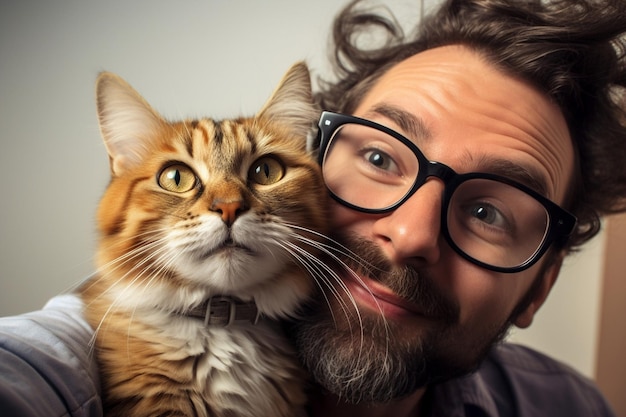 Animale gatto caucasico ritratto domestico dall'aspetto tenendo giovane carino stile di vita animali domestici barba adulto viso amicizia persona felina maschi uomini