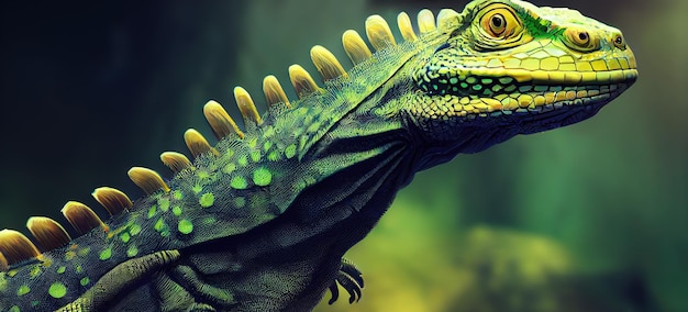 Animale iguana Ritratto di un'iguana Pittura illustrativa in stile arte digitale