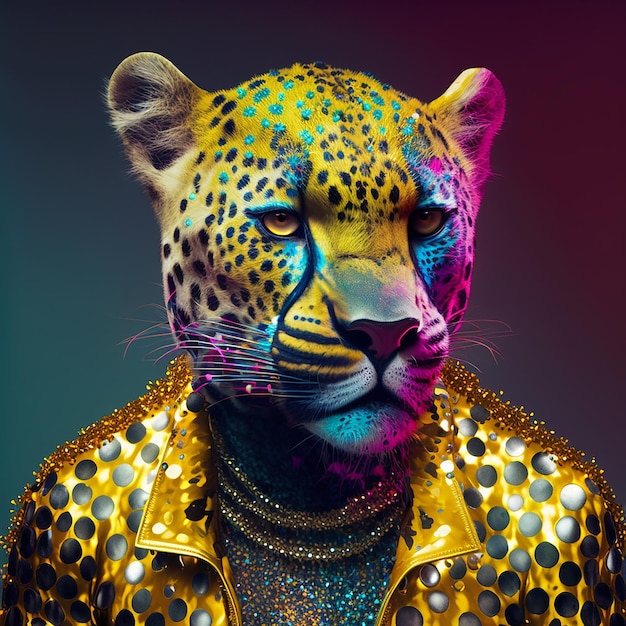 animale jaguar in scintilla scintilla neon neon