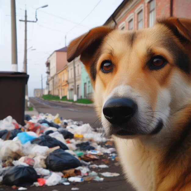 animali cani tra la spazzaturaSalvare gli animali problemi ambientali immagine di sfondo