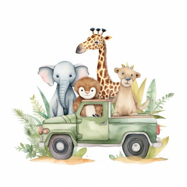 Animali dell'acquerello Safari Illustrazione AI GenerativexA