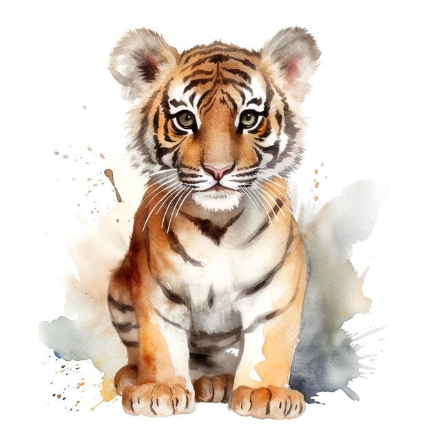 Animali tigre acquerello gatto selvatico predatore nella fauna selvatica Tigre del Bengala disegno di tshirt