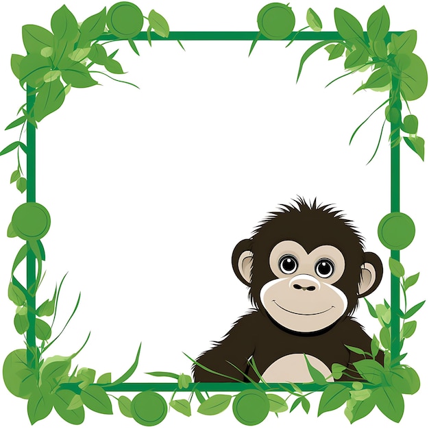 Animals Frame of Baby Gorilla a Playful Gorilla Troop Baby Shaped Fr 2D cute creative design