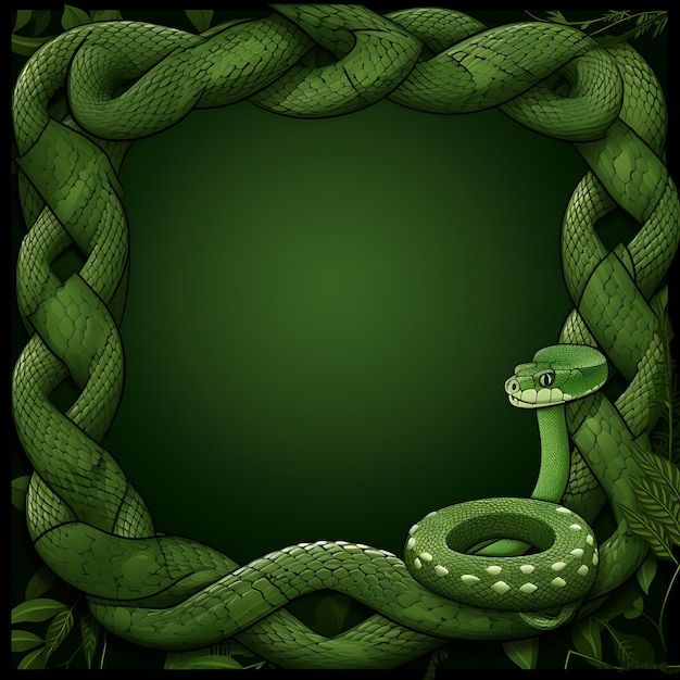 Animals Frame of Baby Green Anaconda Costruisci una cornice nel Likene 2D design creativo carino