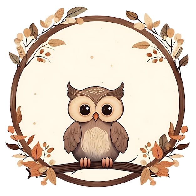 Animals Frame of Baby Owl Craft a frame in forma di un Wide Eyed 2D cute design creativo