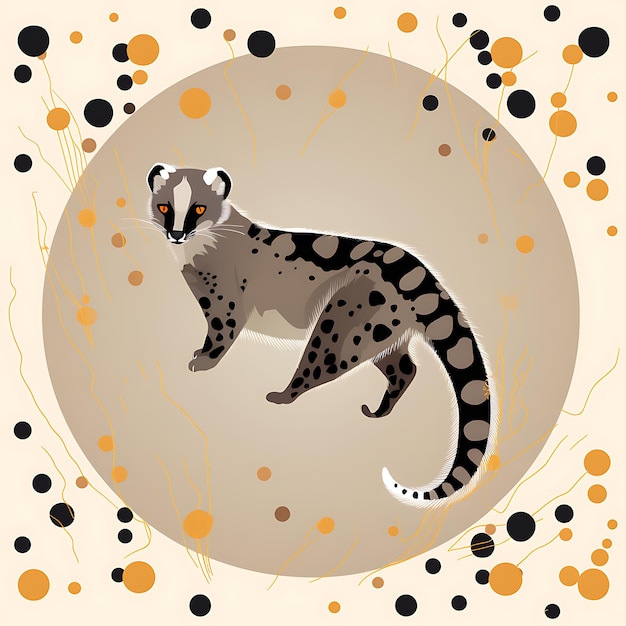 Animals Frame of Civet Playful Spotted Civet Featuring Playful Spots 2D cute creative design