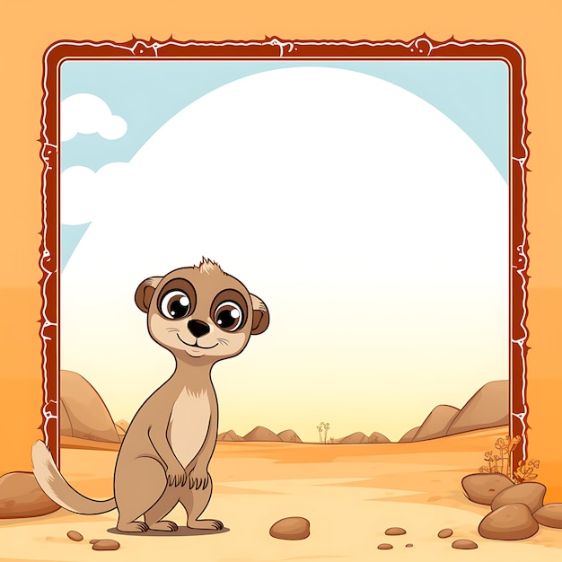 Animals Frame of Curious Baby Meerkat Progettato a somiglianza di un design creativo 2D carino