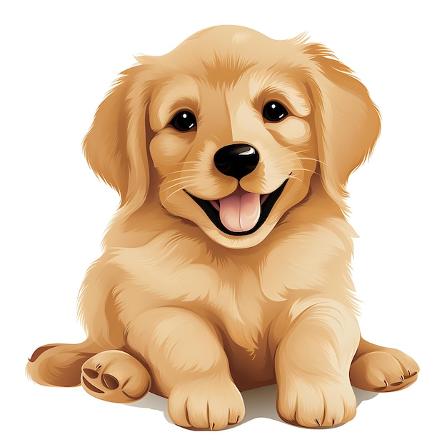 Animals Frame of Fluffy Golden Retriever Puppy Progettato nella forma 2D design creativo carino