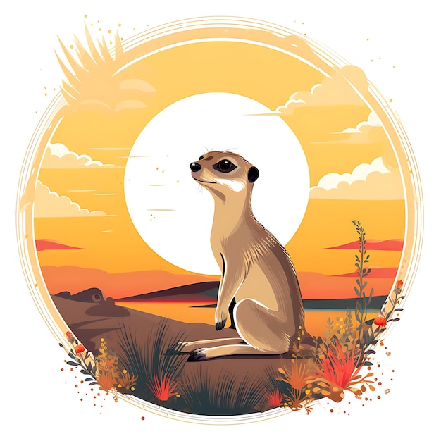 Animals Frame of Meerkat Progetta una cornice ispirata a un giocoso Diggin 2D design creativo carino