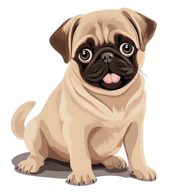 Animals Frame of Playful Pug Puppy Designed in the Shape of a Pug Wi 2D cute creative design