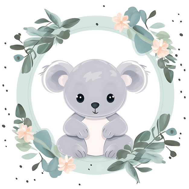 Animals Frame of Sweet Koala Joey Designed in the Shape of the Adora 2D cute creative design