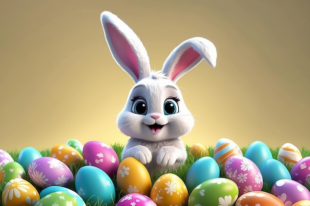Animazione del coniglietto di Pasqua e delle uova
