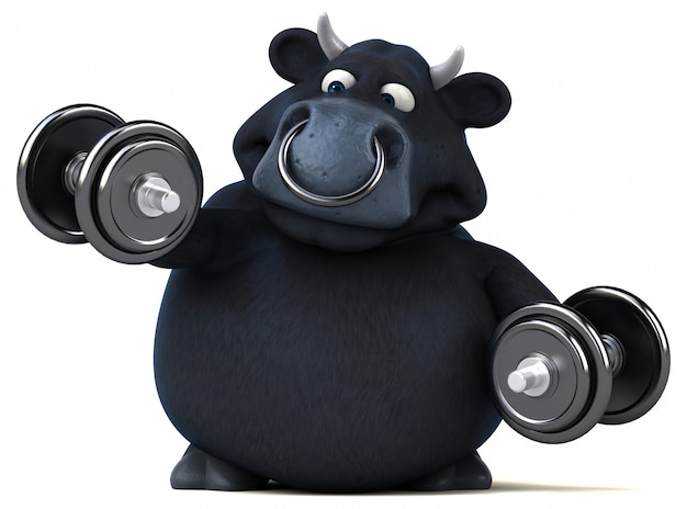 Animazione divertente toro nero
