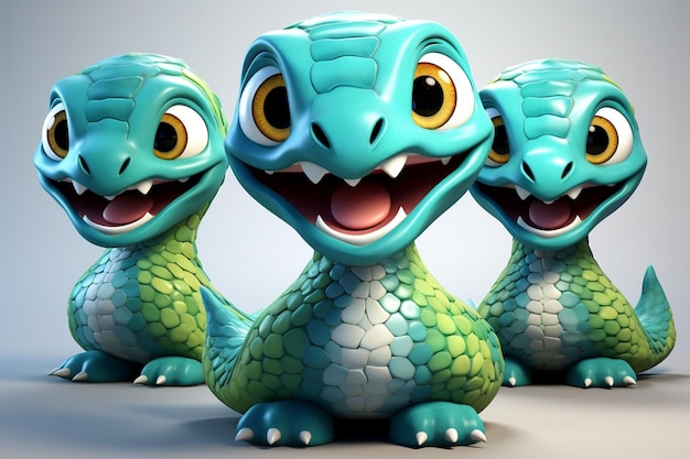 Animazione in stile Pixar di un'intelligenza artificiale generativa della mascotte della vipera felice