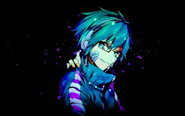 Anime boy with glasses and a blue jacket