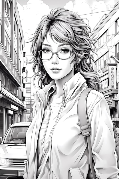 Anime Girl Coloring Page Scatena la tua creatività con affascinanti illustrazioni generate dall'IA