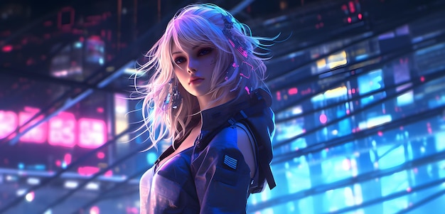 Anime Girl Neon Chronicles Cyberpunk Girls in the City