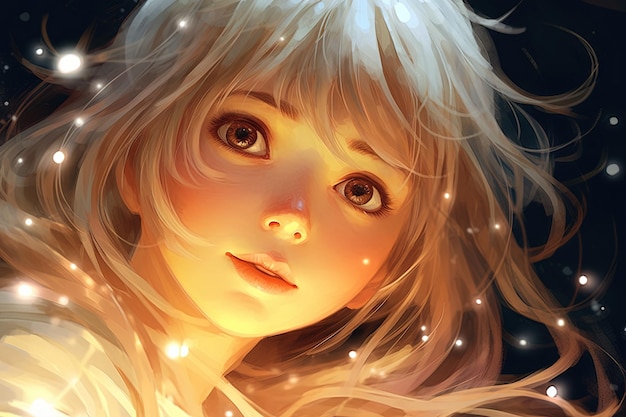 Anime girl star whisperer personaggio fantasy illustrazione fantastica stile manga generativa ai