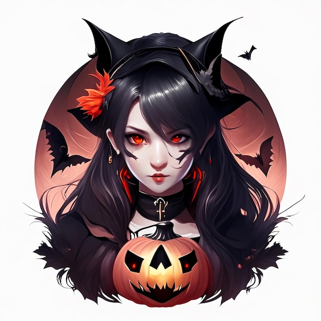 Anime ragazza di Halloween e notte di zucca