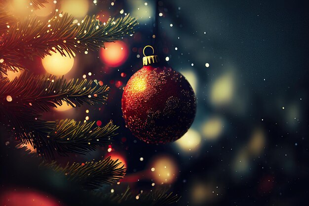 Anno nuovo e Buon Natale Vacanze Sfondo invernale Decorazioni natalizie sullo sfondo generativo ai