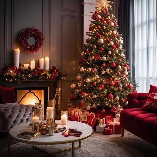 Annunci di gioia Decorare l'albero di Natale