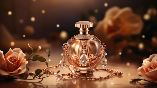 Annunci di profumi di lusso bottiglia di vetro premium o profumo Banner volantino poster per la promozione della bellezza