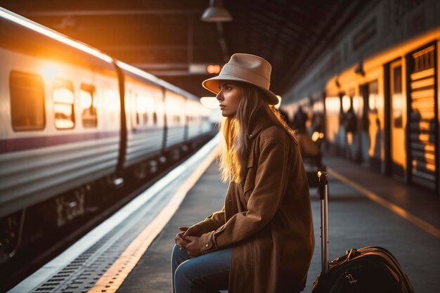 Ansioso di viaggiare, il giovane viaggiatore attende con impazienza l'addio della locomotiva che Ai ha generato