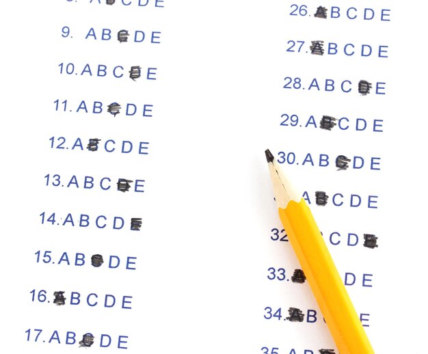 Answers to test questions closeup
